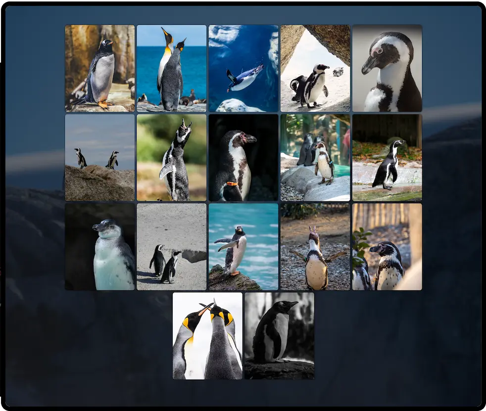 mockup of a centered grid