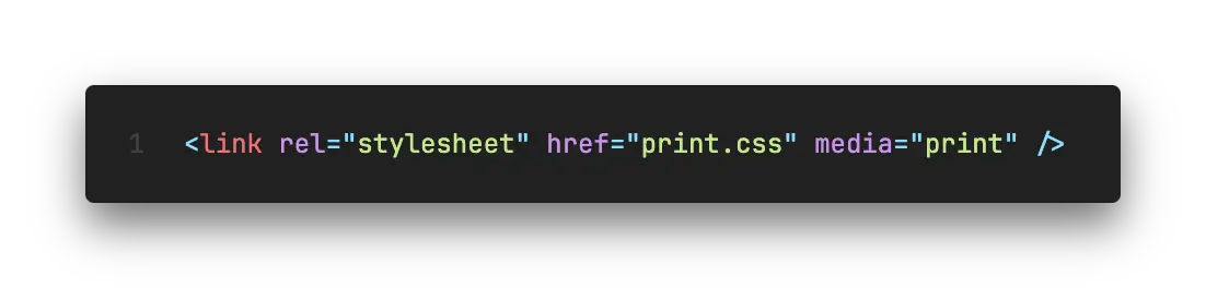 media attribute on a link element for print